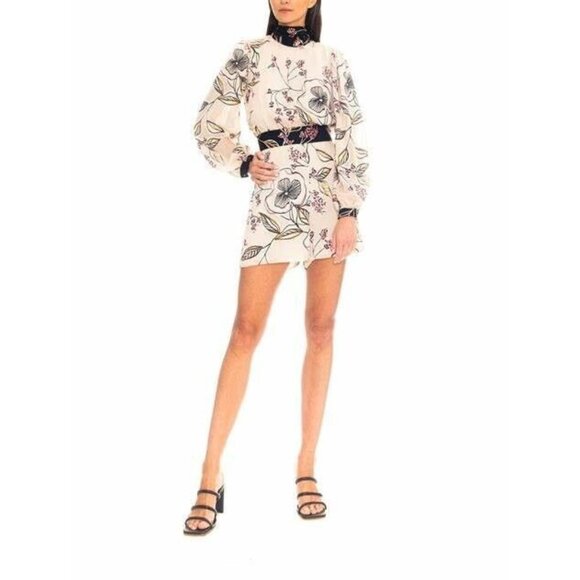 Azulu Gray Floral Satin Azalea White Garden Romper, Size M, NWT! $780 - Picture 1 of 16